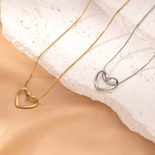 Load image into Gallery viewer, Stainless Steel Twist Hollow Heart Necklace - Clavicle Chain
