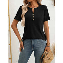 Load image into Gallery viewer, Women’s Notch V‑Neck Short‑Sleeve Tunic Top
