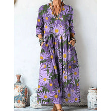 Load image into Gallery viewer, Women's Retro Chic 3D Print V-Neck Long-Sleeve A-Line Dress
