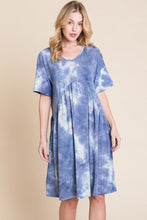 Load image into Gallery viewer, Tie-Dye V-Neck Half Sleeve Dress – Casual, Fluttering, Stylish and Trendy Tie-Dye Dress with Flattering V-Neck and Comfortable Half Sleeves

