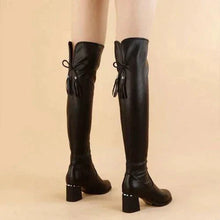 Load image into Gallery viewer, Elastic Leather Knee Boots

