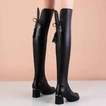 Load image into Gallery viewer, Elastic Leather Knee Boots
