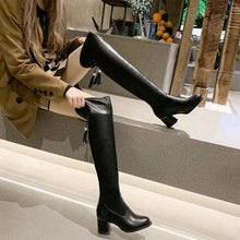 Load image into Gallery viewer, Elastic Leather Knee Boots
