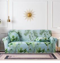 Load image into Gallery viewer, Elastic Plain Floral Printing  Sofa Cover Stretch for Living Room Couch Cover Chair Protector 1/2/3/4 Seater Printed Couch Cover for 3 Cushion Couch  Floral Pattern Sofa Cover with Separate Cushion Cover Pieces Stretch Sofa Slipcover
