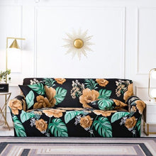 Load image into Gallery viewer, Elastic Plain Floral Printing  Sofa Cover Stretch for Living Room Couch Cover Chair Protector 1/2/3/4 Seater Printed Couch Cover for 3 Cushion Couch  Floral Pattern Sofa Cover with Separate Cushion Cover Pieces Stretch Sofa Slipcover
