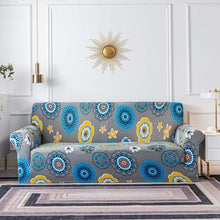 Load image into Gallery viewer, Elastic Plain Floral Printing  Sofa Cover Stretch for Living Room Couch Cover Chair Protector 1/2/3/4 Seater Printed Couch Cover for 3 Cushion Couch  Floral Pattern Sofa Cover with Separate Cushion Cover Pieces Stretch Sofa Slipcover

