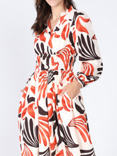Load image into Gallery viewer, Elastic Waist Long Sleeve Printed Dress
