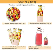 Load image into Gallery viewer, Electric Portable Blender Juice Glass Bottle Fresh Fruit Juicer USB Multifunction Food Strawberry Citrus Milkshake Mixers Maker Mini Electric Portable Blender Juicer Cup USB Rechargeable Juicer Multi-Functional Small Mixer
