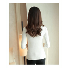 Load image into Gallery viewer, Elegance Solid White and Black Tops,Sweaters Winter Long Sleeve Turtleneck Pullovers Women's Sweaters Female Clothing

