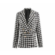 Load image into Gallery viewer, Elegance Women Tweed Jackets Fashionable Office Ladies Black Tassel Houndstooth Coats Female Autumn Vintage Thick Plaid Coat Girls Chic
