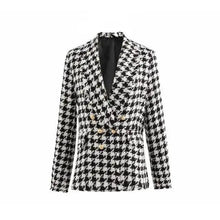 Load image into Gallery viewer, Elegance Women Tweed Jackets Fashionable Office Ladies Black Tassel Houndstooth Coats Female Autumn Vintage Thick Plaid Coat Girls Chic
