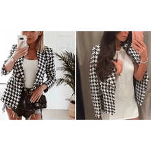 Load image into Gallery viewer, Elegance Women Tweed Jackets Fashionable Office Ladies Black Tassel Houndstooth Coats Female Autumn Vintage Thick Plaid Coat Girls Chic

