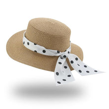 Load image into Gallery viewer, Elegant Adult Bucket Hat Beach Summer Straw Hats for Women Beach Sun Straw Hat Wide Luxury Comfortable Hat  Flat Top Ribbon Bowknot Elegant Luxury Women Summer Hat 56-58cm
