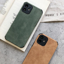 Load image into Gallery viewer, Elegant Black Green Leather Phone Case For iPhone 13 12 11 Pro Max Mini Business Soft Shockproof Back Cover Leather Case for iPhone Durable Lightweight Shockproof Slim Back Cover Compatible with iPhone

