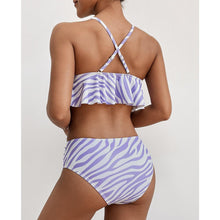 Load image into Gallery viewer, Elegant Black High Waist Two Pieces Bikini Set Women Two Pieces Bathing Suits Ruffled High Waist Bikini Set Swimsuit Female Women Beachwear Swimwear Bather Bathing Suit For Vacation
