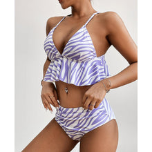 Load image into Gallery viewer, Elegant Black High Waist Two Pieces Bikini Set Women Two Pieces Bathing Suits Ruffled High Waist Bikini Set Swimsuit Female Women Beachwear Swimwear Bather Bathing Suit For Vacation
