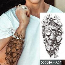 Load image into Gallery viewer, Elegant Black Waterproof Temporary Tattoo Sticker Lion Tiger Bear Flash Tattoos Leopard Wolf Colorful Big Tattoo Stickers For Mens Womens
