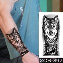 Load image into Gallery viewer, Elegant Black Waterproof Temporary Tattoo Sticker Lion Tiger Bear Flash Tattoos Leopard Wolf Colorful Big Tattoo Stickers For Mens Womens
