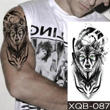 Load image into Gallery viewer, Elegant Black Waterproof Temporary Tattoo Sticker Lion Tiger Bear Flash Tattoos Leopard Wolf Colorful Big Tattoo Stickers For Mens Womens
