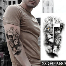 Load image into Gallery viewer, Elegant Black Waterproof Temporary Tattoo Sticker Lion Tiger Bear Flash Tattoos Leopard Wolf Colorful Big Tattoo Stickers For Mens Womens
