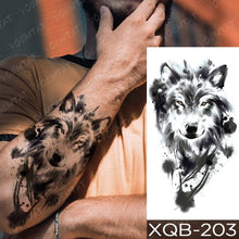 Load image into Gallery viewer, Elegant Black Waterproof Temporary Tattoo Sticker Lion Tiger Bear Flash Tattoos Leopard Wolf Colorful Big Tattoo Stickers For Mens Womens
