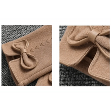 Load image into Gallery viewer, Elegant Black Winter Women Outdoor Warm One Size Gloves Fashionable Cute Bow Style Casual Gloves For Women
