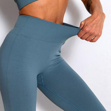 Load image into Gallery viewer, Elegant Blue Yoga Pants High Waisted Gym Leggings Yoga Leggings Seamless Gym Push Up Workout Stretch Fitness Sweatpants Ultra Soft Leggings Tight Sport Women Fitness Seamless Female Legging Tummy Control Running Pants For Training
