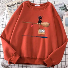 Load image into Gallery viewer, Elegant Cute Cat Print Sweatshirts Women Casual Crewneck Sportswear Fleece Warm Fleece Sweatshirt Loose Autumn Clothes Casual Women's Printed Hooded Sweatshirt Loose Tunic Blouse Top Utility Pockets Ladies Sweatshirts
