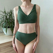 Load image into Gallery viewer, Elegant High Waist Bikini Set Push Up Swimwear Women Swimsuits New Black Bathing Suit Twist Women's High Waist Bikini Twist Front Tie Back 2 Piece Lace Up Summer Swimsuits
