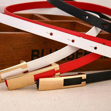 Load image into Gallery viewer, Elegant Leather Adjustable Thin Belt For Women Unique Black Design Ladies Belt High Quality Charming Waistbands For Dress
