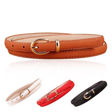 Load image into Gallery viewer, Elegant Leather Adjustable Thin Belt For Women Unique Black Design Ladies Belt High Quality Charming Waistbands For Dress
