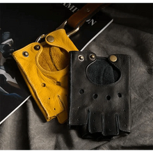 Load image into Gallery viewer, Elegant Men Leather Fingerless Gloves Yellow Cool Stylish Design Comfortable Gloves For Men
