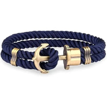 Load image into Gallery viewer, Elegant Modern Handmade Stainless Steel Men Anchor Bracelet made of Nylon in Navy Blue Color For Man
