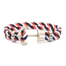 Load image into Gallery viewer, Elegant Modern Handmade Stainless Steel Men Anchor Bracelet made of Nylon in Navy Blue Color For Man
