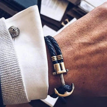 Load image into Gallery viewer, Elegant Modern Handmade Stainless Steel Men Anchor Bracelet made of Nylon in Navy Blue Color For Man

