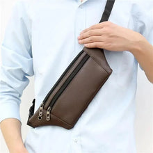 Load image into Gallery viewer, Elegant New Black Mens Leather Waist Bag Adjustable Strap Outdoors  Fanny Pack Comfortable Luxury Design For Men

