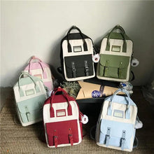 Load image into Gallery viewer, Elegant Nylon Candy Color Waterproof School Bags for Teenagers Girls And Women Nice Patchwork On Backpack For Female
