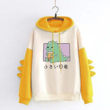 Load image into Gallery viewer, Elegant Oversized Hoodies Women Fashion Splice Dinosaur Print Sweatshirt Tops Casual Long Sleeve Clothes casualSpring Autumn Long Sleeve Dinosaur Sweatshirt Cartoon Design Cute Hoodies for Teens Girls
