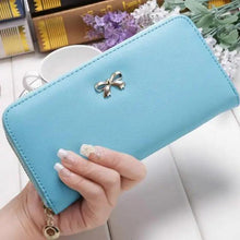 Load image into Gallery viewer, Elegant PU Leather Pink Bowknot Women Long Wallet Fashion Color Purse Phone Card Holder Women Trendy Large Capacity Long Purse
