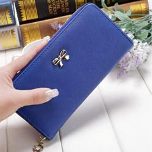 Load image into Gallery viewer, Elegant PU Leather Pink Bowknot Women Long Wallet Fashion Color Purse Phone Card Holder Women Trendy Large Capacity Long Purse
