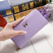 Load image into Gallery viewer, Elegant PU Leather Pink Bowknot Women Long Wallet Fashion Color Purse Phone Card Holder Women Trendy Large Capacity Long Purse
