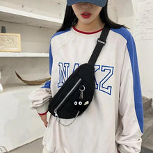 Load image into Gallery viewer, Elegant Purple Ladies Chain Waist Bag Canvas Fanny Pack Luxury Outdoor Chest Bag Phone Purse For Everyday Use
