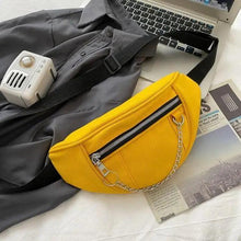 Load image into Gallery viewer, Elegant Purple Ladies Chain Waist Bag Canvas Fanny Pack Luxury Outdoor Chest Bag Phone Purse For Everyday Use

