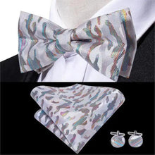 Load image into Gallery viewer, Elegant Silk Butterfly Business Bow Tie Pocket Square Cufflinks Set For Men Formal Wedding Bowtie Set For Office
