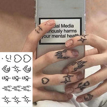 Load image into Gallery viewer, Elegant Small Waterproof Temporary Tattoo Sticker Makeup Flame Finger Black Square Rose Flower High Quality Design For Womens
