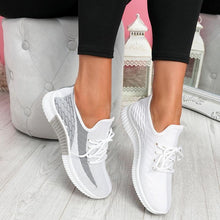 Load image into Gallery viewer, Elegant Sport Women's Vulcanized Female Lace Up Mesh Sneakers Round Toe Casual Walking Shoes Mesh Flat Anti-slip Women Breathable Mesh Fashion Sneakers
