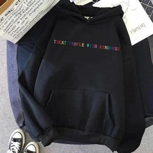 Load image into Gallery viewer, Elegant Spring Casual Treat People With Kindness Women/Men Vintage Casual Casual Hoodies with Pockets Letter Print Design and Cute Print Drawstring Hoodies For Men Women Comfortable Unisex Hoodies
