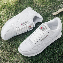 Load image into Gallery viewer, Elegant White Leather Mans Womens Sneakers Summer Lace-Up Trainers Gym Tennis Running Breathable High Quality Sport Women Mesh Wokrout Casual Slip On Flats Sneakers
