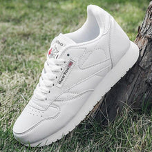 Load image into Gallery viewer, Elegant White Leather Mans Womens Sneakers Summer Lace-Up Trainers Gym Tennis Running Breathable High Quality Sport Women Mesh Wokrout Casual Slip On Flats Sneakers
