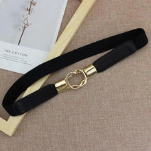 Load image into Gallery viewer, Elegant Wide Fabric Strap  Silver Metal Buckle Belts For Women Trendy Women's Fashion Stretchable Classic Color Belts
